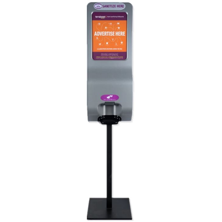 Floor Standing Touchless Automatic Hand Sanitizer Kiosk With Advertising Display